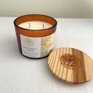 Double Wick Farm to Aromatherapy Candle in Lemon Essential Oil 9.7 Oz New